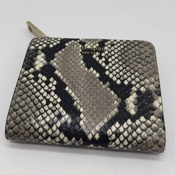 Kate Spade New York Eva Exotic Snake LZip Small Bifold Wallet - Picture 2 of 7